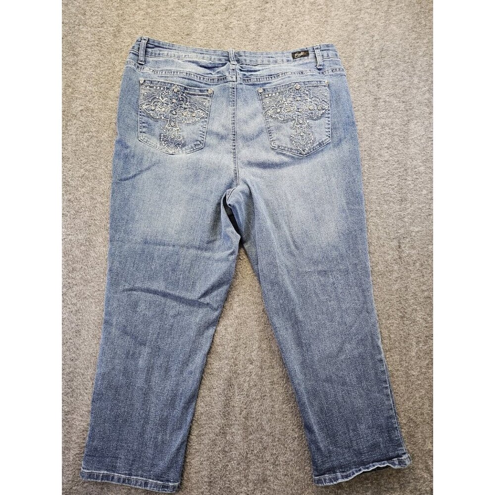 Earl Jeans Womens Size 18 W Medium Wash Embellished Straight Leg